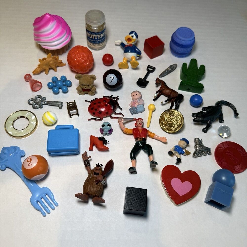 Miniature Trinket Shelf Mini Item Mixed Lot Toys Game 40 Pieces Vintage Tiny #4